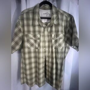 Eddie Bauer XXL Button Down Shirt Green Plaid
